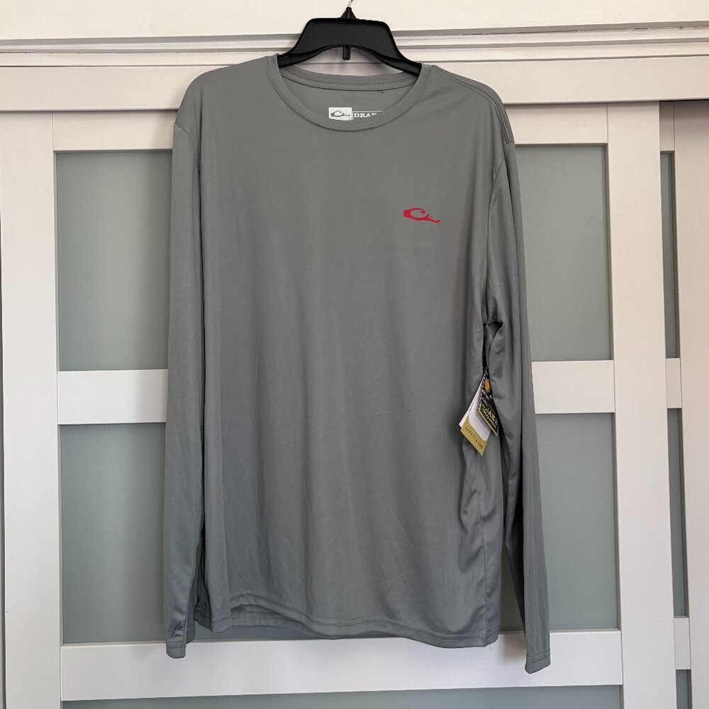 DRAKE Icon LS Crew Americana Grey size Large L Men's Sun shirt  NEW with Tags